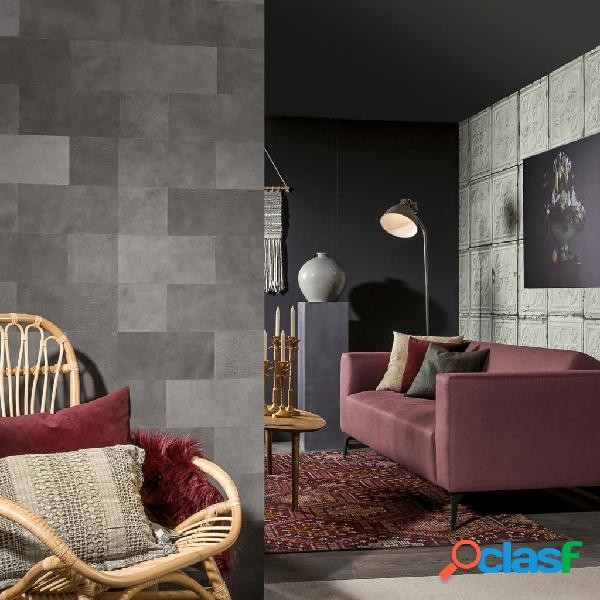 WallArt Piastrelle in Pelle Bowen Grigio Ombra 32 pz