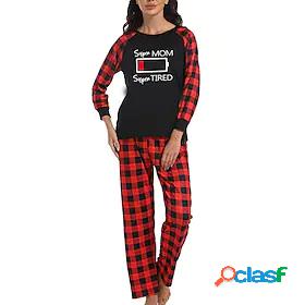 Womens 1 set Pajamas Sets Simple Soft Sweet Cartoon Grid /