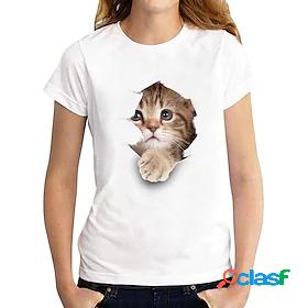 Women's 3D Cat T shirt Cat Graphic 3D Print Round Neck Basic