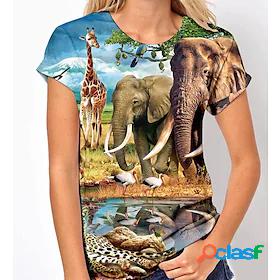 Women's 3D Printed Painting T shirt Scenery Giraffe Animal