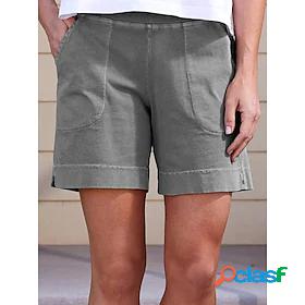 Women's Basic Casual Split Pocket Elastic Waist Shorts