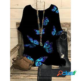 Women's Blouse Henley Shirt Shirt Butterfly Butterfly Round