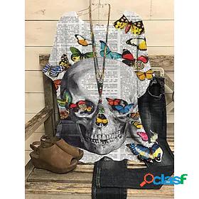Womens Blouse Henley Shirt Shirt Leopard Skull Round Neck