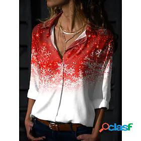 Women's Blouse Shirt Graphic Snowflake Shirt Collar Button