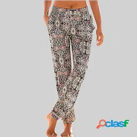 Women's Boho Print Pants Pants Daily Going out Graphic Mid