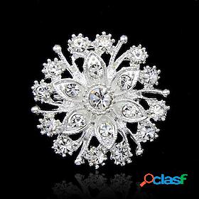 Women's Brooches Round Cut Fashion Brooch Jewelry Silver For