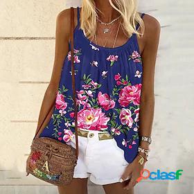 Womens Camisole Tank Top Camis Floral Theme Floral U Neck