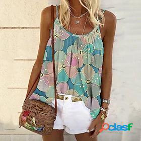 Womens Camisole Tank Top Camis Floral Theme Floral U Neck