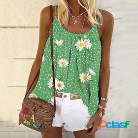 Womens Camisole Tank Top Camis Floral Theme Polka Dot Daisy