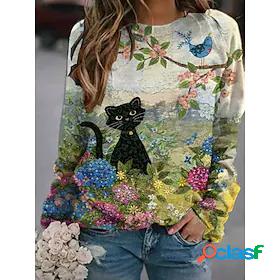 Womens Cat Graphic 3D Hoodie Sweatshirt Print 3D Print Daily