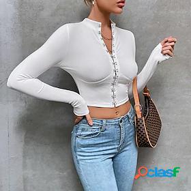 Women's Crop Tshirt T shirt Plain V Neck Basic Fashion Tops
