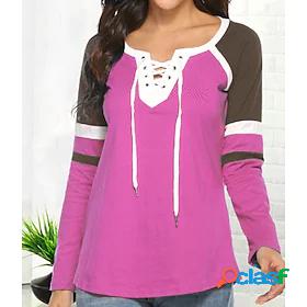 Womens Daily T-shirt - Color Block Light Blue