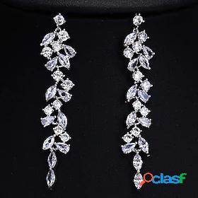 Womens Drop Earrings Earrings Cubic Zirconia Leaf Drop
