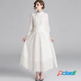 Women's Elegant Swing Dress - Solid Colored White S M L XL