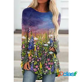 Women's Holiday Tunic T shirt Floral Theme 3D Printed