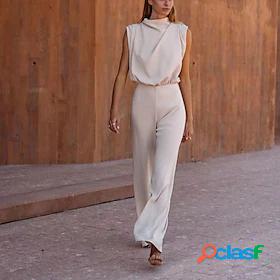 Women's Jumpsuit Solid Colored Backless Business Stand