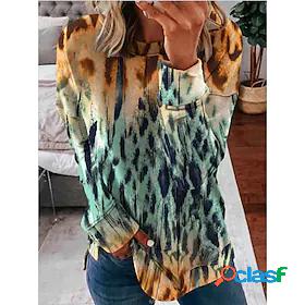 Women's Leopard Sweatshirt Patchwork Print 3D Print Daily