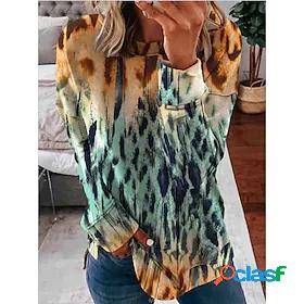 Womens Leopard Sweatshirt Patchwork Print 3D Print Daily