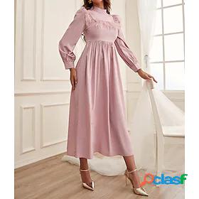 Women's Maxi long Dress A Line Dress Light Pink Long Sleeve