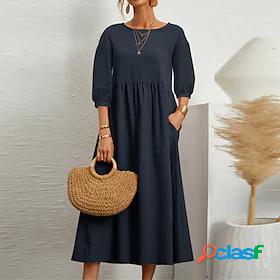 Womens Midi Dress A Line Dress Dark Green Dark Blue Half