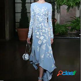 Women's Midi Dress Trumpet / Mermaid Dress Light Blue Long