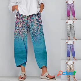 Women's Pants Pocket Print Daily Flower / Floral Spring Fall