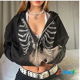 Womens Print Zip Up Hoodie Sweatshirt Daily Going out Active