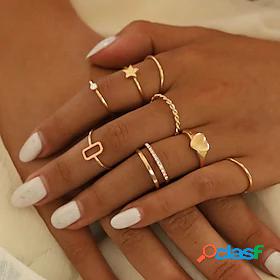 Womens Ring Set Heart Star Stylish Simple European Sweet