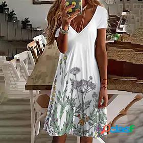 Women's Short Mini Dress Casual Dress White Short Sleeve