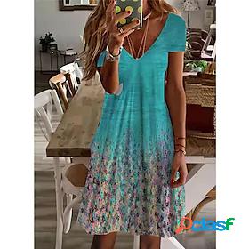 Women's Short Mini Dress Shift Dress Green Blue Light Green