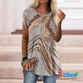 Women's Short Mini Dress T Shirt Dress Tee Dress Green White