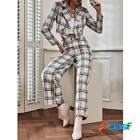 Women's Streetwear Plaid Daily Wear Office Two Piece Set