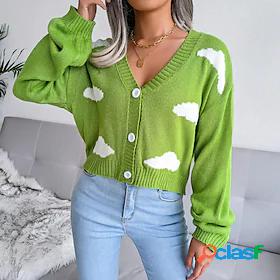 Womens Sweater Cardigan Clouds Knitted Vintage Style Elegant