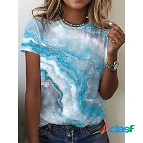 Women's T shirt Abstract Geometric Geometric Round Neck