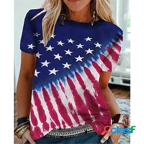 Women's T shirt American Flag National Flag Round Neck Basic