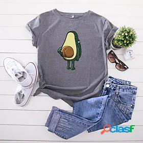 Womens T shirt Basic Print Basic Simple T-shirt Sleeve Round