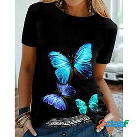 Women's T shirt Butterfly Graphic Butterfly Round Neck Print