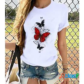 Women's T shirt Butterfly Graphic Prints Round Neck Tops