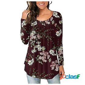 Womens T shirt Floral Theme Painting Floral Tie Dye Round