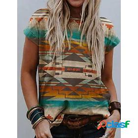 Women's T shirt Geometric Painting Geometric Round Neck