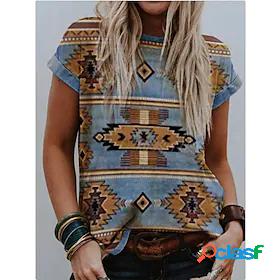 Womens T shirt Geometric Painting Geometric Round Neck Print