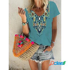 Womens T shirt Geometric Painting Geometric V Neck Print
