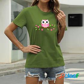 Womens T shirt Graphic Bird Round Neck Print Basic Tops 100%