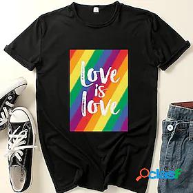 Women's T shirt LGBT Pride Painting Rainbow Text Round Neck