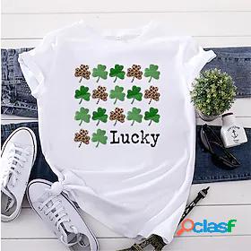 Women's T shirt Lucky Graphic Letter Round Neck Print Basic