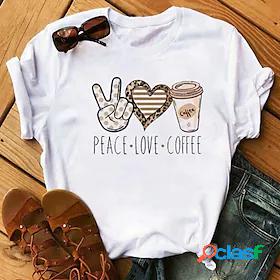 Women's T shirt Painting Couple Heart Sunflower Peace Love