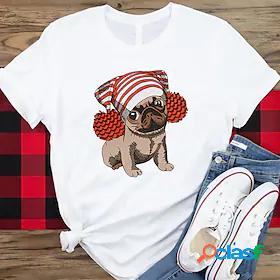 Women's T shirt Painting Dog Round Neck Print Basic Tops