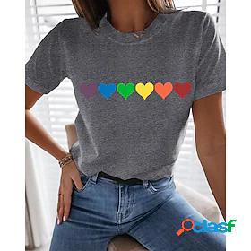 Women's T shirt Painting Heart Round Neck Print Basic Tops