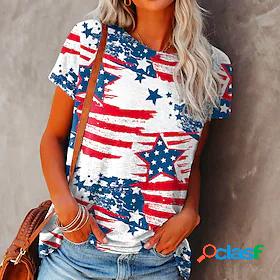 Womens T shirt Painting Stars and Stripes Round Neck Print