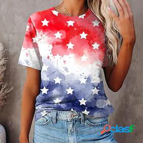 Womens T shirt Painting Tie Dye Star Round Neck Print Basic